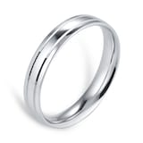 Goldsmiths 4mm Traditional Court Standard Polished Finish With Grooves Wedding Ring In 9 Carat White Gold