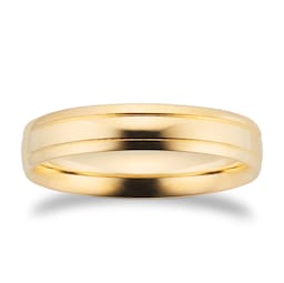 08308524 - 4mm Traditional Court Standard Polished Finish With Grooves Wedding Ring In 9 Carat Yellow Gold