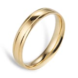 Goldsmiths 4mm Traditional Court Standard Polished Finish With Grooves Wedding Ring In 9 Carat Yellow Gold