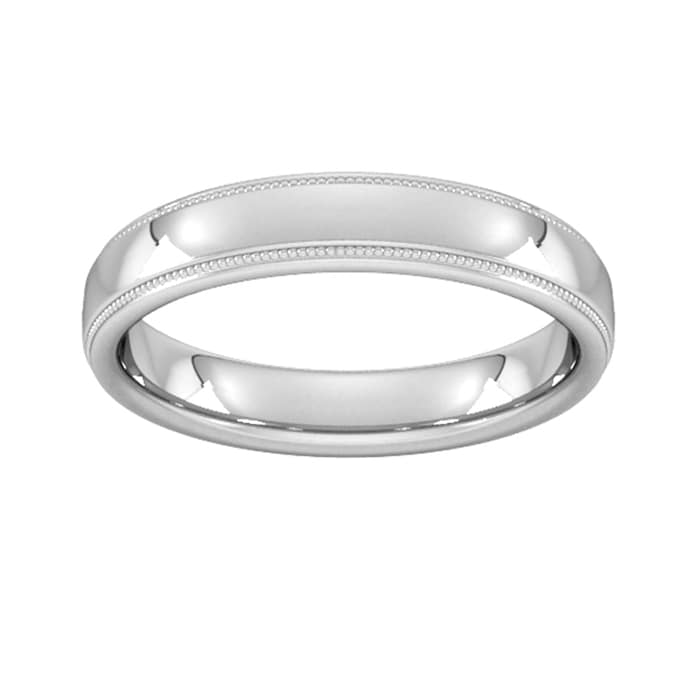 Goldsmiths 4mm Traditional Court Standard Milgrain Edge Wedding Ring In 18 Carat White Gold - Ring Size J