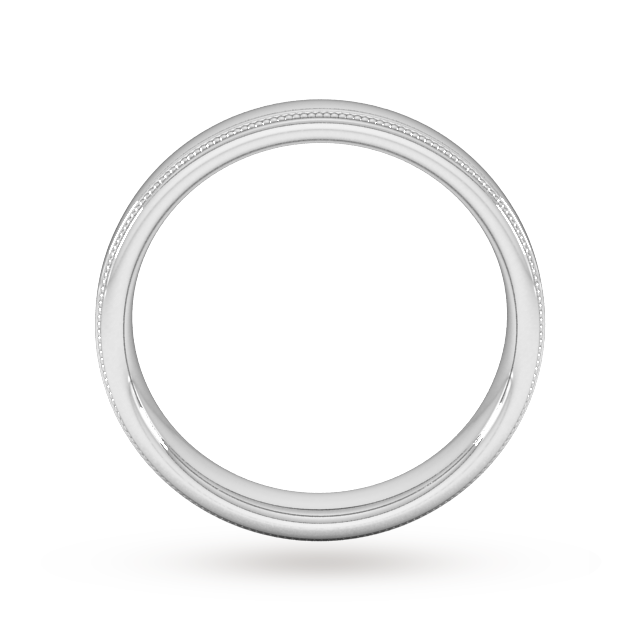 Goldsmiths 4mm Traditional Court Standard Milgrain Edge Wedding Ring In 18 Carat White Gold - Ring Size P