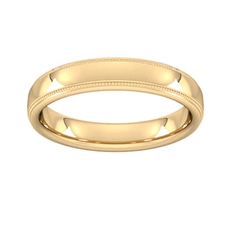 Goldsmiths 4mm Traditional Court Standard Milgrain Edge Wedding Ring In 18 Carat Yellow Gold Goldsmiths 4mm Traditional Court Standard Milgrain Edge Wedding Ring In 18 Carat Yellow Gold