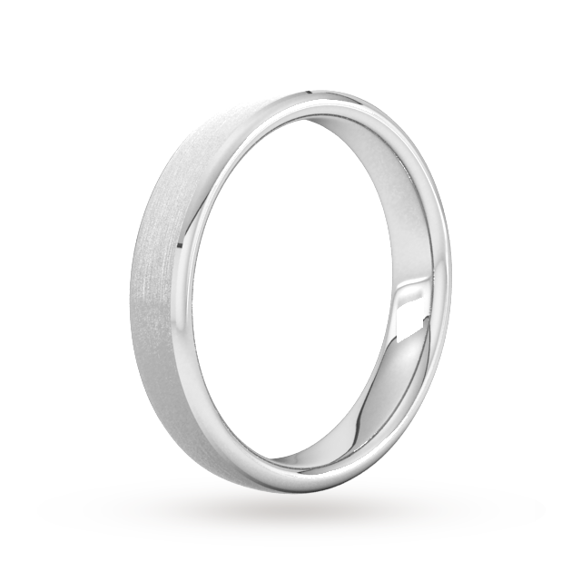Goldsmiths 4mm Traditional Court Standard Polished Chamfered Edges With Matt Centre Wedding Ring In 9 Carat White Gold - Ring Size S