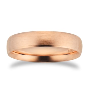 Goldsmiths 4mm Traditional Court Standard Polished Chamfered Edges With Matt Centre Wedding Ring In 9 Carat Rose Gold