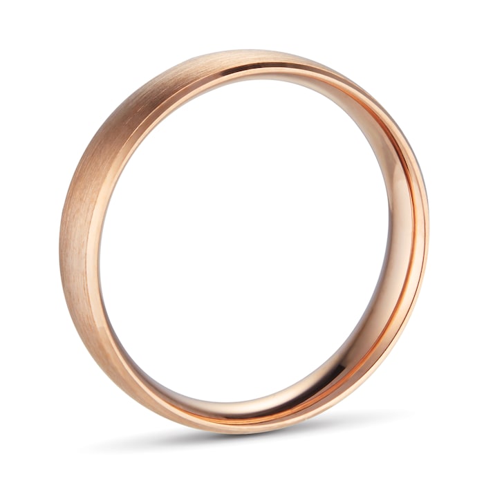 Goldsmiths 4mm Traditional Court Standard Polished Chamfered Edges With Matt Centre Wedding Ring In 9 Carat Rose Gold