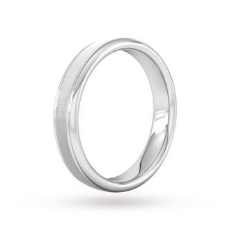 Goldsmiths 4mm Traditional Court Standard Matt Centre With Grooves Wedding Ring In 9 Carat White Gold