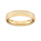 Goldsmiths 4mm Traditional Court Standard Matt Centre With Grooves Wedding Ring In 9 Carat Yellow Gold - Ring Size S