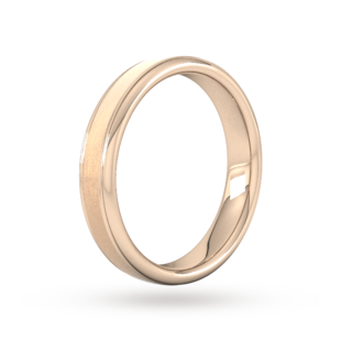 Goldsmiths 4mm Traditional Court Standard Matt Centre With Grooves Wedding Ring In 9 Carat Rose Gold