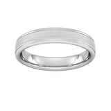 Goldsmiths 4mm Traditional Court Standard Matt Centre With Grooves Wedding Ring In 18 Carat White Gold
