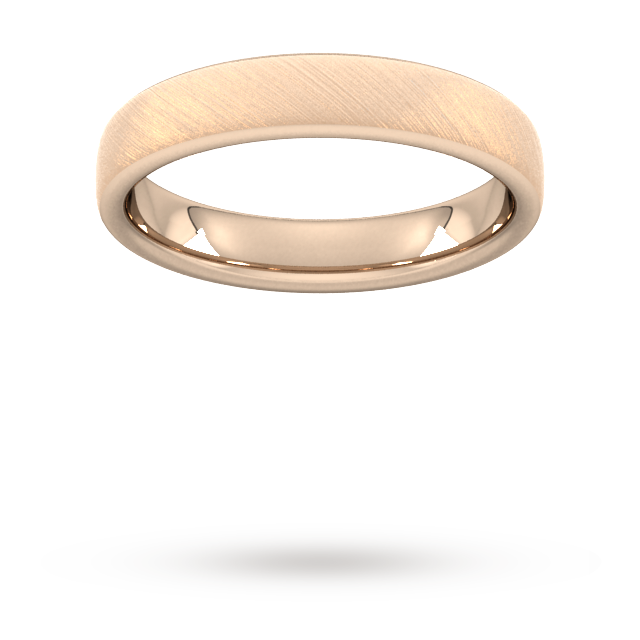 Goldsmiths 4mm Traditional Court Standard Diagonal Matt Finish Wedding Ring In 9 Carat Rose Gold - Ring Size S