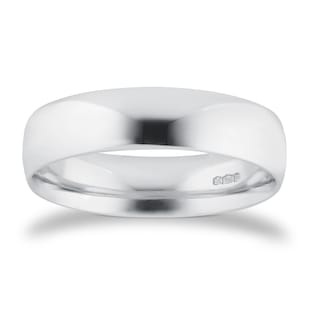Goldsmiths 5mm Traditional Court Standard Wedding Ring In Platinum