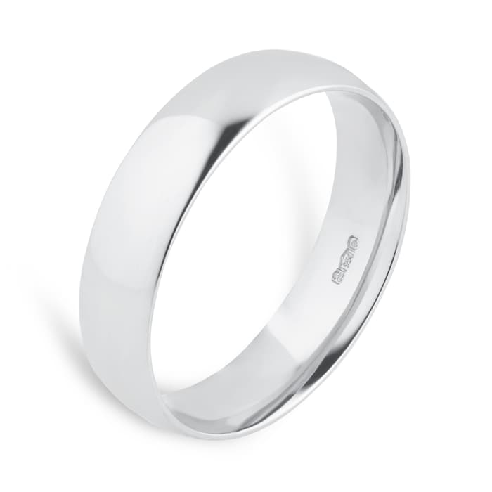 Goldsmiths 5mm Traditional Court Standard Wedding Ring In Platinum