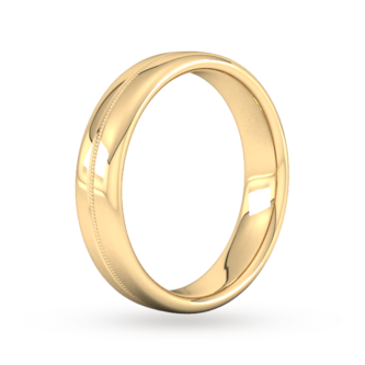 Goldsmiths 5mm Traditional Court Standard Milgrain Centre Wedding Ring In 18 Carat Yellow Gold