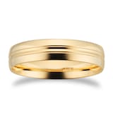 Goldsmiths 5mm Traditional Court Standard Grooved Polished Finish Wedding Ring In 9 Carat Yellow Gold