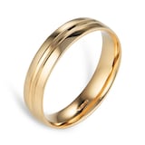 Goldsmiths 5mm Traditional Court Standard Grooved Polished Finish Wedding Ring In 9 Carat Yellow Gold - Ring Size Y