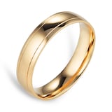 Goldsmiths 5mm Traditional Court Standard Polished Finish With Grooves Wedding Ring In 9 Carat Yellow Gold