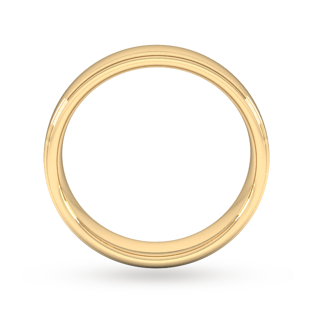 Goldsmiths 5mm Traditional Court Standard Polished Finish With Grooves Wedding Ring In 18 Carat Yellow Gold