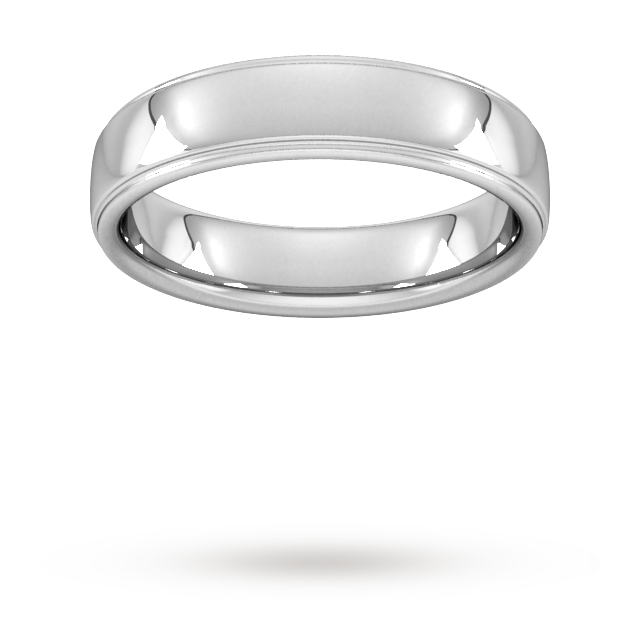 5mm Traditional Court Standard Polished Finish With Grooves Wedding Ring In 950 Palladium - Ring Size J