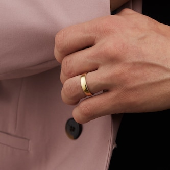 Goldsmiths 5mm Traditional Court Standard Milgrain Edge Wedding Ring In 9 Carat Yellow Gold