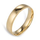 Goldsmiths 5mm Traditional Court Standard Milgrain Edge Wedding Ring In 9 Carat Yellow Gold - Ring Size P