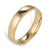 Goldsmiths 5mm Traditional Court Standard Milgrain Edge Wedding Ring In 18 Carat Yellow Gold