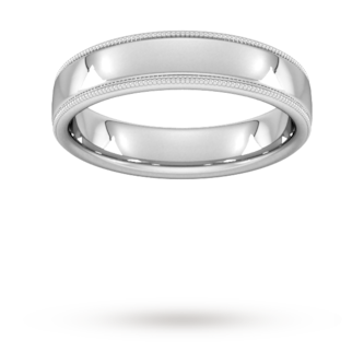 Goldsmiths 5mm Traditional Court Standard Milgrain Edge Wedding Ring In Platinum