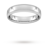 Goldsmiths 5mm Traditional Court Standard Milgrain Edge Wedding Ring In Platinum - Ring Size T