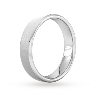 Goldsmiths 5mm Traditional Court Standard Polished Chamfered Edges With Matt Centre Wedding Ring In 9 Carat White Gold