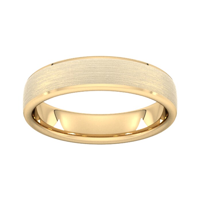 Goldsmiths 5mm Traditional Court Standard Polished Chamfered Edges With Matt Centre Wedding Ring In 9 Carat Yellow Gold