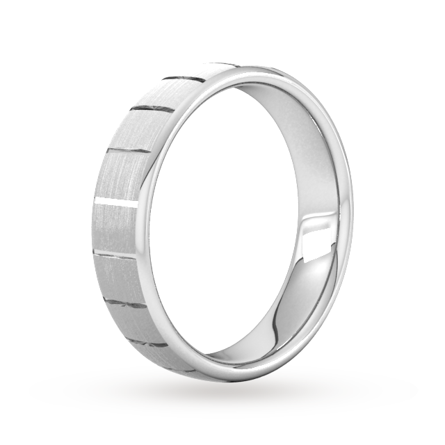 Goldsmiths 5mm Traditional Court Standard Vertical Lines Wedding Ring In 9 Carat White Gold