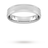 Goldsmiths 5mm Traditional Court Standard Matt Centre With Grooves Wedding Ring In 9 Carat White Gold