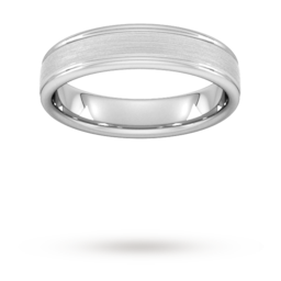 08308676 - 5mm Traditional Court Standard Matt Centre With Grooves Wedding Ring In 9 Carat White Gold