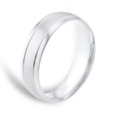 Goldsmiths 5mm Traditional Court Standard Matt Centre With Grooves Wedding Ring In 9 Carat White Gold - Ring Size I