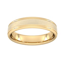 08308680 - 5mm Traditional Court Standard Matt Centre With Grooves Wedding Ring In 18 Carat Yellow Gold