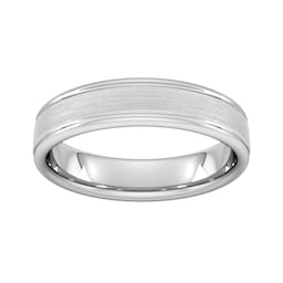 08308683 - 5mm Traditional Court Standard Matt Centre With Grooves Wedding Ring In Platinum