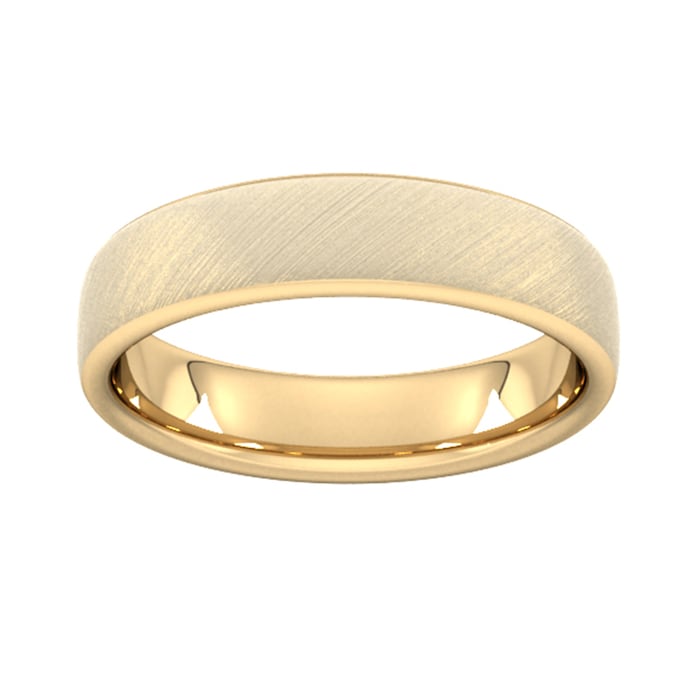 Goldsmiths 5mm Traditional Court Standard Diagonal Matt Finish Wedding Ring In 9 Carat Yellow Gold