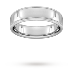 08308741 - 6mm Traditional Court Standard Milgrain Edge Wedding Ring In 9 Carat White Gold