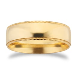 08308742 - 6mm Traditional Court Standard Milgrain Edge Wedding Ring In 9 Carat Yellow Gold