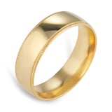 Goldsmiths 6mm Traditional Court Standard Milgrain Edge Wedding Ring In 9 Carat Yellow Gold