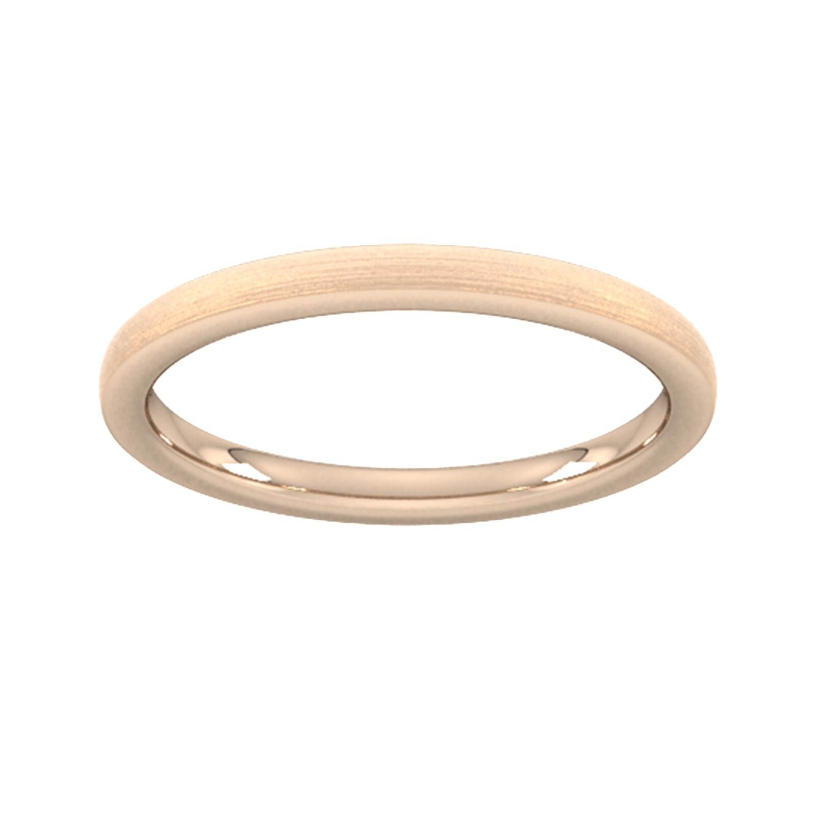 2mm Traditional Court Heavy Polished Chamfered Edges With Matt Centre Wedding Ring In 18 Carat Rose Gold - Ring Size N