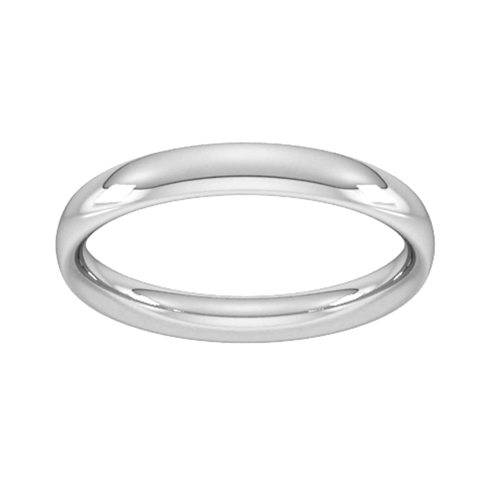 3mm Traditional Court Heavy Wedding Ring In 18 Carat White Gold - Ring Size M