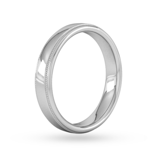 Goldsmiths 4mm Traditional Court Heavy Milgrain Edge Wedding Ring In 9 Carat White Gold