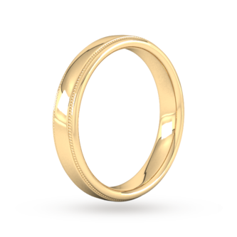 Goldsmiths 4mm Traditional Court Heavy Milgrain Edge Wedding Ring In 18 Carat Yellow Gold