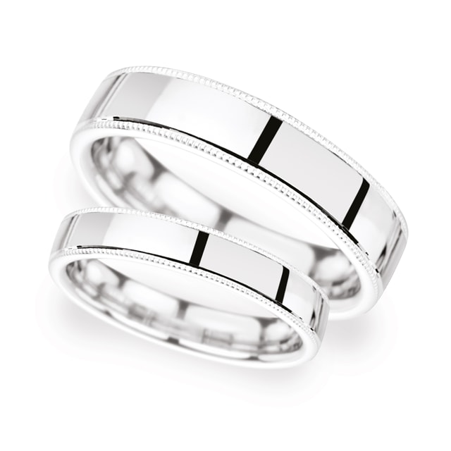 4mm Traditional Court Heavy Milgrain Edge Wedding Ring In 950 Palladium - Ring Size O