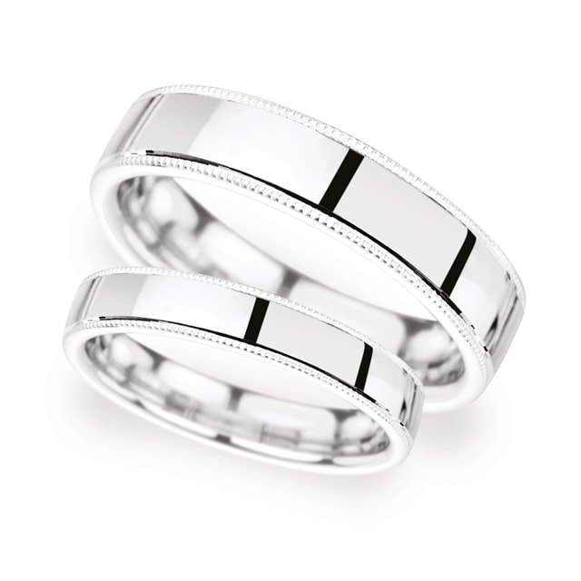 Goldsmiths 4mm Traditional Court Heavy Milgrain Edge Wedding Ring In 950 Palladium