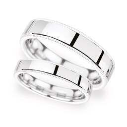 08309161 - 4mm Traditional Court Heavy Milgrain Edge Wedding Ring In 950 Palladium