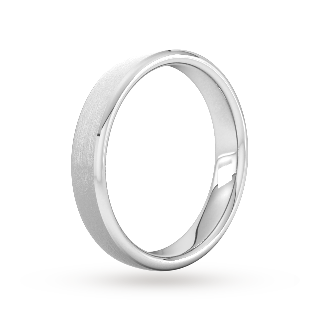 Goldsmiths 4mm Traditional Court Heavy Polished Chamfered Edges With Matt Centre Wedding Ring In 18 Carat White Gold - Ring Size N