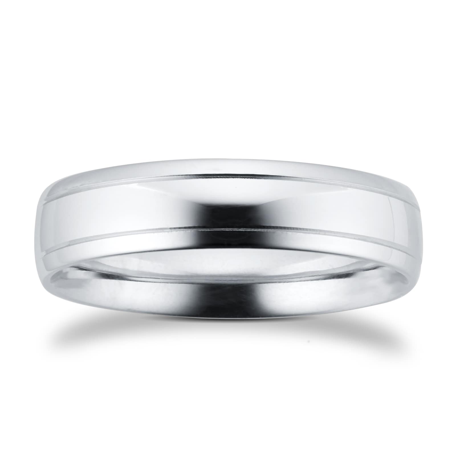Goldsmiths 5mm Traditional Court Heavy Polished Finish With Grooves Wedding Ring In 950 Palladium