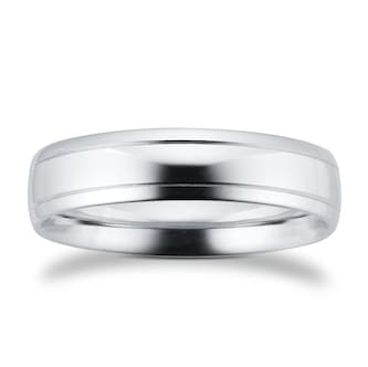 Goldsmiths 5mm Traditional Court Heavy Polished Finish With Grooves Wedding Ring In 950 Palladium