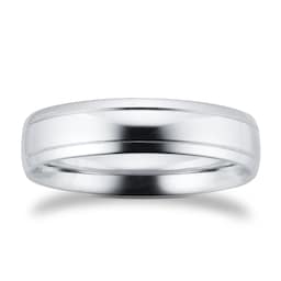 08309234 - 5mm Traditional Court Heavy Polished Finish With Grooves Wedding Ring In 950 Palladium